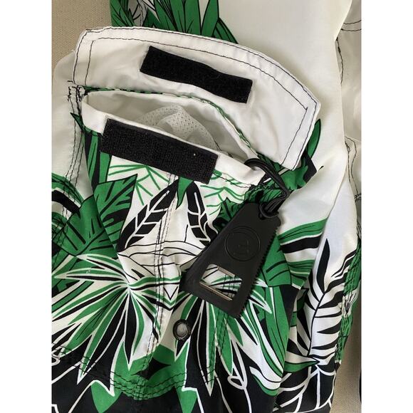 Exist Miami Mens Swim Shorts white Black Green Floral Size XXL - Picture 7 of 7